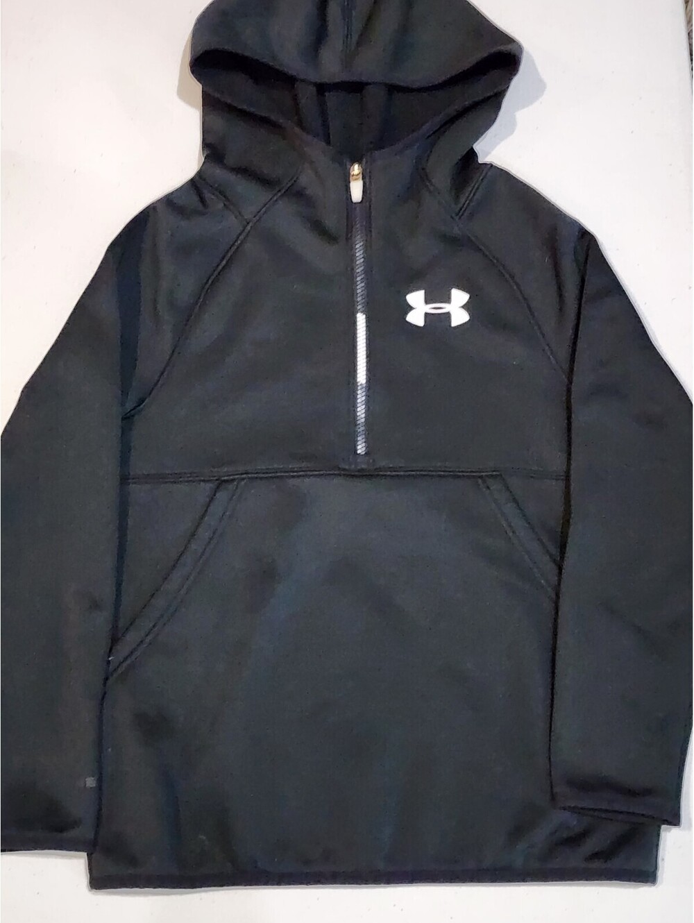 Under Armour ColdGear Boys 6/7 Zip Fleece Hoodie Black Size Medium Long Sleeve